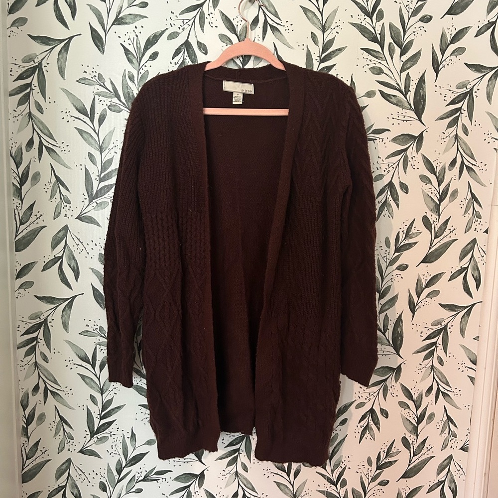 Women's Brown Cable Knit Cardigan